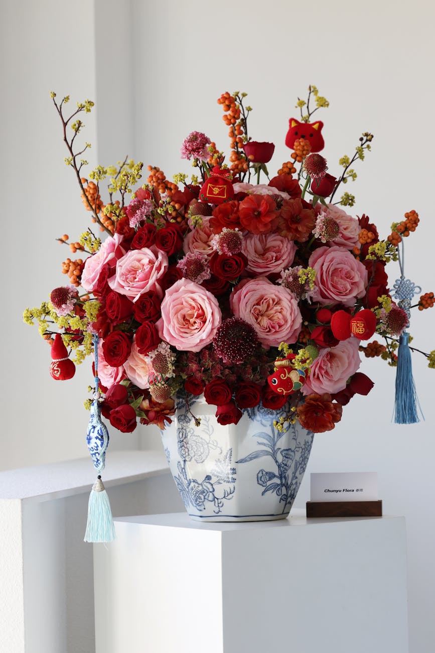 vibrant floral arrangement in elegant vase