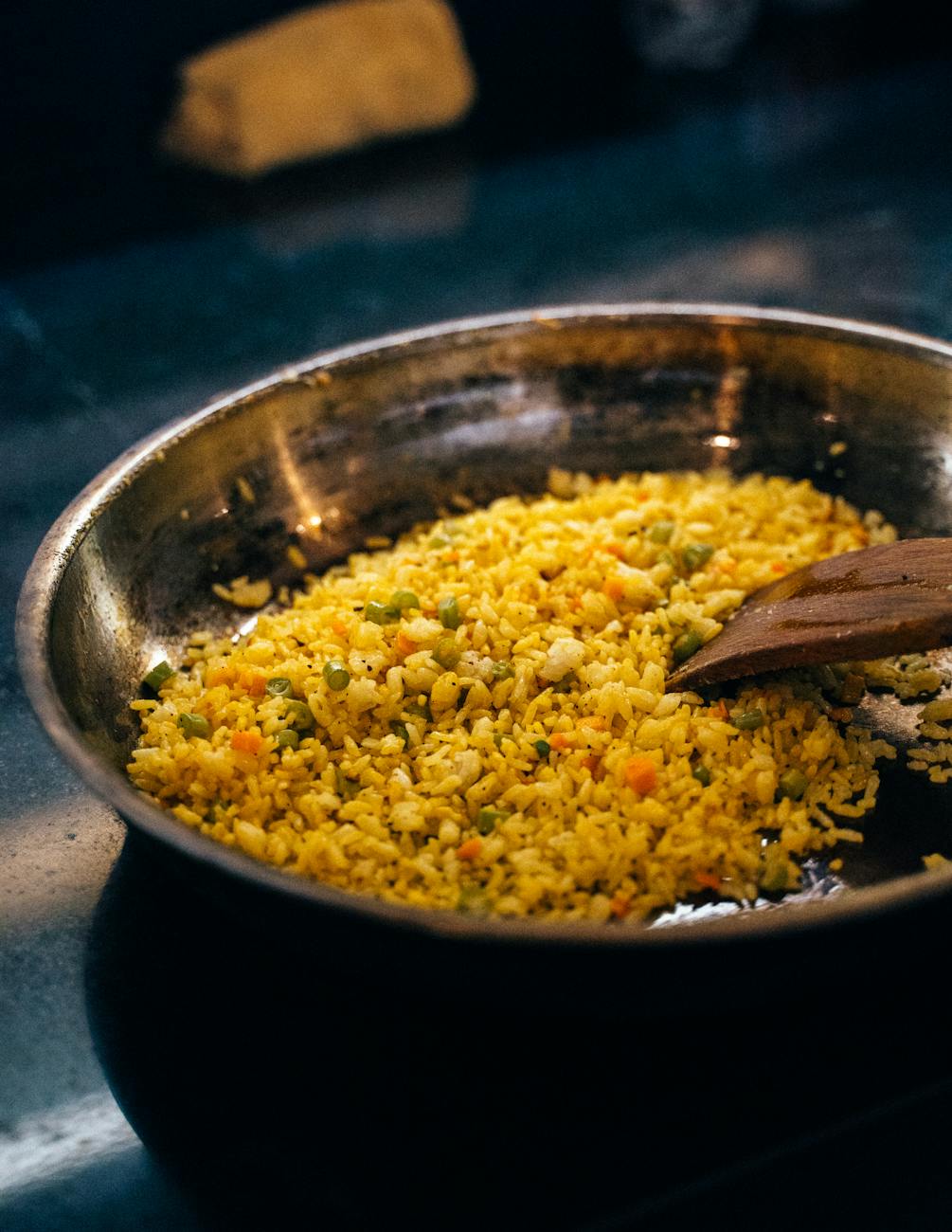 cooked fried rice in a pan
